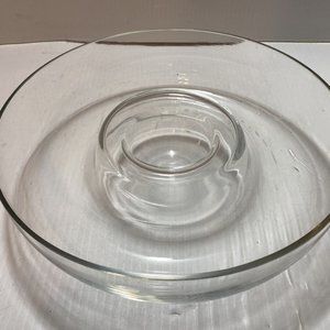 10" Princess House 401 Heritage Crystal Chip & Dip Bowl, Shrimp Server platter